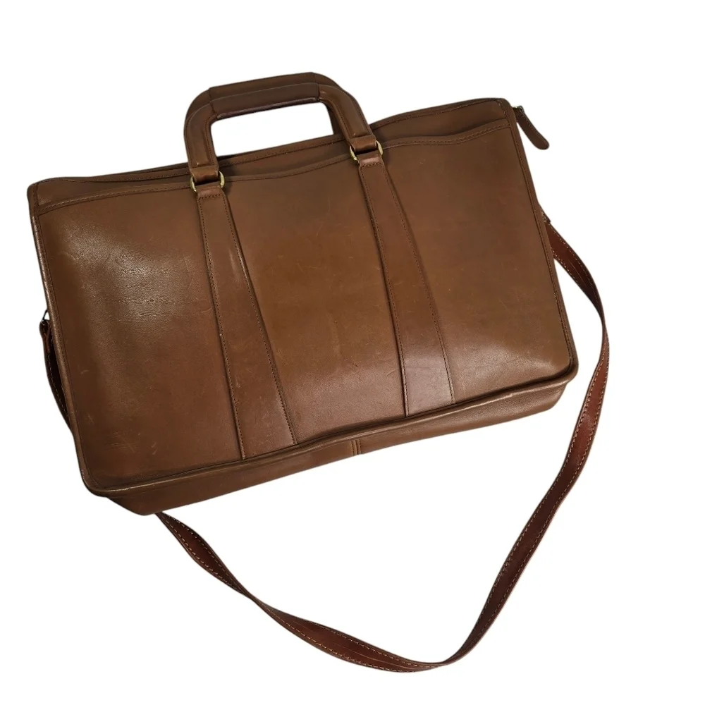 Vtg Coach 5282 embassy british tan brown leather briefcase portfolio business